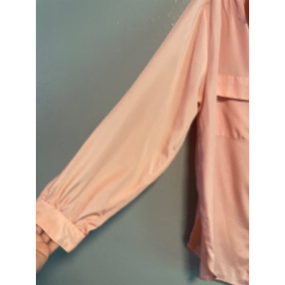 Vintage Pale Pink Silky Button Down Blouse Size 14 - Picture 4 of 8